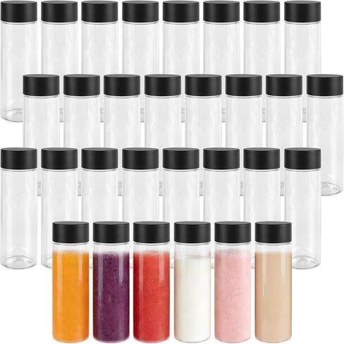 30 PCS Empty Plastic Sensory Bottles, 13.3oz/400ml Clear Sensory Bottle with Black Lids Plastic Juice Bottles Water Bottle Bulk for Making Homemade Beverages, Milk,Fruit Juice in Saudi Arabia