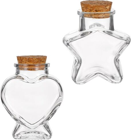 Dimeho Empty Mini Glass Bottles with Cork Stoppers Heart-Shaped & Star-Shaped Decorative Jars Small Glass Bottles with Cork Lid for DIY Crafts Home Decor Party Supplies Wedding Gifts, Mini Jars Decor in Kuwait