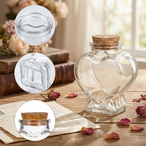 Dimeho Empty Mini Glass Bottles with Cork Stoppers Heart-Shaped & Star-Shaped Decorative Jars Small Glass Bottles with Cork Lid for DIY Crafts Home Decor Party Supplies Wedding Gifts, Mini Jars Decor in Kuwait