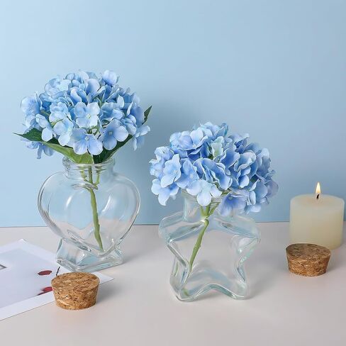 Dimeho Empty Mini Glass Bottles with Cork Stoppers Heart-Shaped & Star-Shaped Decorative Jars Small Glass Bottles with Cork Lid for DIY Crafts Home Decor Party Supplies Wedding Gifts, Mini Jars Decor in Kuwait
