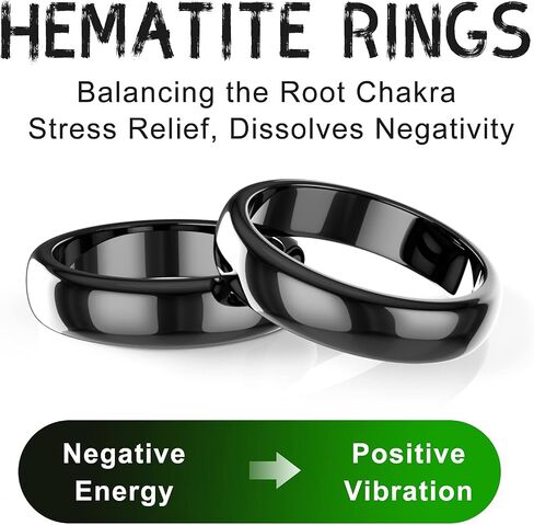 Hematite Ring for Women Men Unisex, Genuine Magnetic Stones Ring for Anxiety Balance Root Chakra，Absorb Negative Energy Jewelry Gifts Size 6-13 in Saudi Arabia