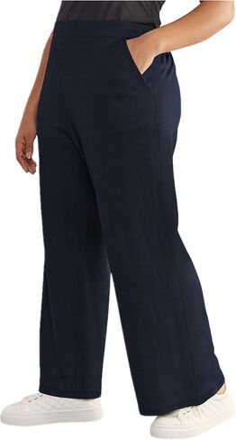 Casual Plus Size Wide Leg Baggy Sweatpants with Pockets for Women Midi Waisted Pants Lounge Travel Clothes in Kuwait