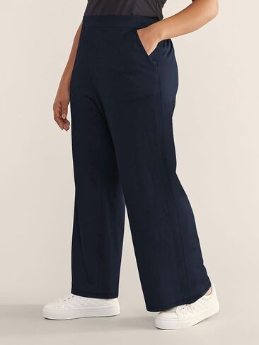 Casual Plus Size Wide Leg Baggy Sweatpants with Pockets for Women Midi Waisted Pants Lounge Travel Clothes in Kuwait