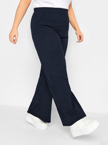 Casual Plus Size Wide Leg Baggy Sweatpants with Pockets for Women Midi Waisted Pants Lounge Travel Clothes in Kuwait