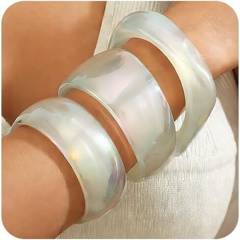 Chunky Acrylic Bangle Bracelets for Women Dainty Big Stackable Bangles Set,Colorful Irregular Acrylic Resin Chunky Bracelets Fashion Colorful Bracelet Jewelry Gift in Kuwait