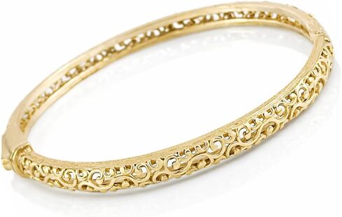 Open Scrollwork Bangle Bracelet – Easy Click Top Closure, 7 Inch Design in Saudi Arabia