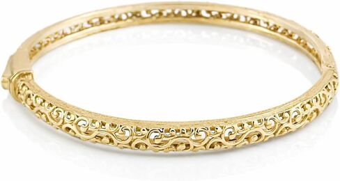 Open Scrollwork Bangle Bracelet – Easy Click Top Closure, 7 Inch Design in Saudi Arabia