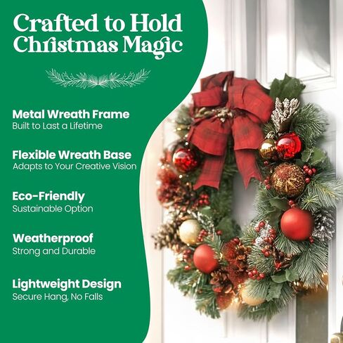 2-Pack 14 Inches Wire Wreath Frame – Round Metal Wreath Form with Ring Design for DIY Crafts, Floral Projects, and Home Decor – Dark Green Wire Frame for Christmas Holiday & Weddings in Saudi Arabia