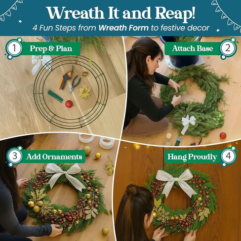 2-Pack 14 Inches Wire Wreath Frame – Round Metal Wreath Form with Ring Design for DIY Crafts, Floral Projects, and Home Decor – Dark Green Wire Frame for Christmas Holiday & Weddings in Saudi Arabia