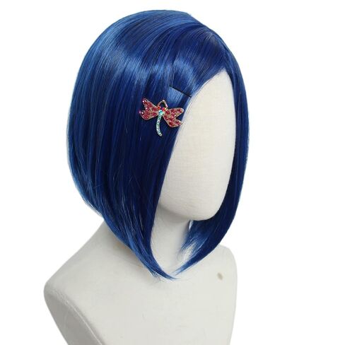 Linfairy Kids Short Blue Wig with Hairclip Halloween Costume Cosplay Wig for Child in Kuwait