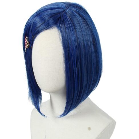 Linfairy Kids Short Blue Wig with Hairclip Halloween Costume Cosplay Wig for Child in Kuwait