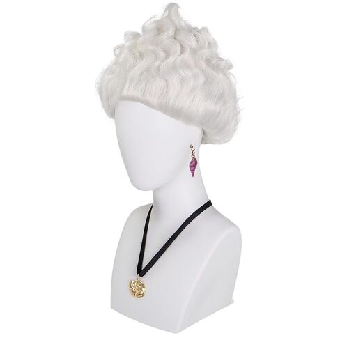 BESTBEL+Hair Cap 3 Pcs Short Grey Wig with Necklace and Earings Witch Wig for Women Short Silver White Layered Wigs for Halloween Costume Synthetic Anime Wigs for Adult Halloween Party in Saudi Arabia