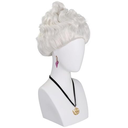 BESTBEL+Hair Cap 3 Pcs Short Grey Wig with Necklace and Earings Witch Wig for Women Short Silver White Layered Wigs for Halloween Costume Synthetic Anime Wigs for Adult Halloween Party in Saudi Arabia