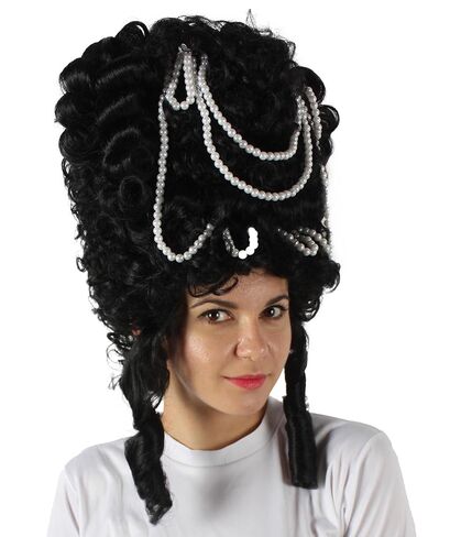 HPO Adult Women's Black Baroque French Revolution Queen Marry Wig, Best for Halloween, Flame-retardant Synthetic Fiber in Kuwait