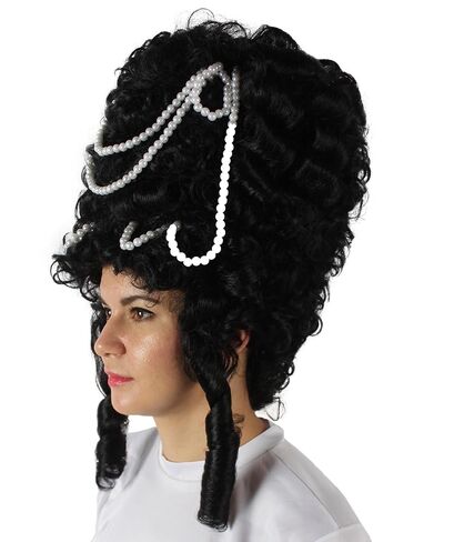 HPO Adult Women's Black Baroque French Revolution Queen Marry Wig, Best for Halloween, Flame-retardant Synthetic Fiber in Kuwait