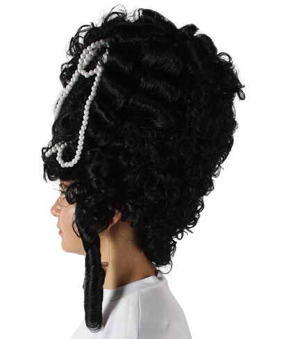 HPO Adult Women's Black Baroque French Revolution Queen Marry Wig, Best for Halloween, Flame-retardant Synthetic Fiber in Kuwait