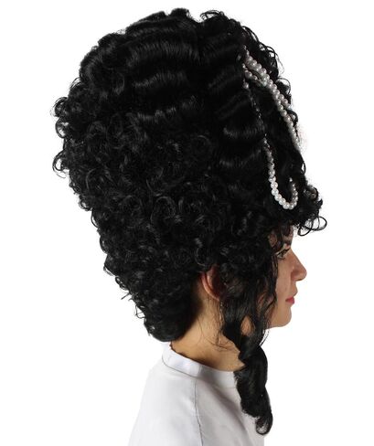 HPO Adult Women's Black Baroque French Revolution Queen Marry Wig, Best for Halloween, Flame-retardant Synthetic Fiber in Kuwait