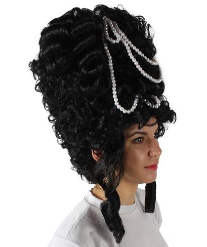 HPO Adult Women's Black Baroque French Revolution Queen Marry Wig, Best for Halloween, Flame-retardant Synthetic Fiber in Kuwait