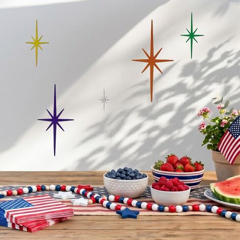 Merriva 5 Pack Colorful Metal Starburst Wall Decor, Mid Century Modern Retro Atomic Star Wall Art Sculptures, Whimsical Eclectic Home Decor for Living Room Bedroom and Playroom in Saudi Arabia