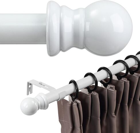 Curtain Rods for Windows 48 to 84 - Heavy Duty White Curtain Rod - 1" Diameter Decorative Adjustable Window Treatment Rods for Outdoor Patio, Sliding Glass Door, Bedroom, Bathroom... in Saudi Arabia