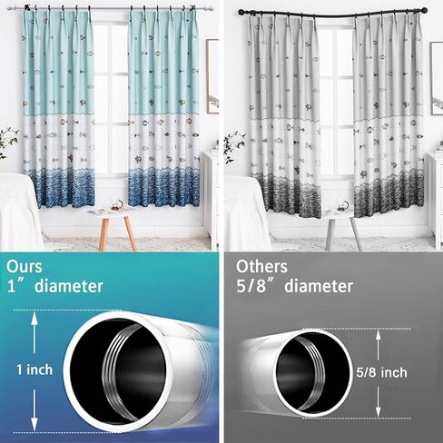 Curtain Rods for Windows 48 to 84 - Heavy Duty White Curtain Rod - 1" Diameter Decorative Adjustable Window Treatment Rods for Outdoor Patio, Sliding Glass Door, Bedroom, Bathroom... in Saudi Arabia