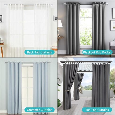Curtain Rods for Windows 48 to 84 - Heavy Duty White Curtain Rod - 1" Diameter Decorative Adjustable Window Treatment Rods for Outdoor Patio, Sliding Glass Door, Bedroom, Bathroom... in Saudi Arabia