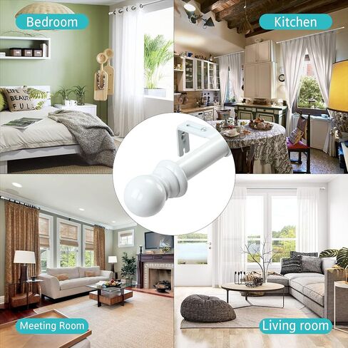 Curtain Rods for Windows 48 to 84 - Heavy Duty White Curtain Rod - 1" Diameter Decorative Adjustable Window Treatment Rods for Outdoor Patio, Sliding Glass Door, Bedroom, Bathroom... in Saudi Arabia