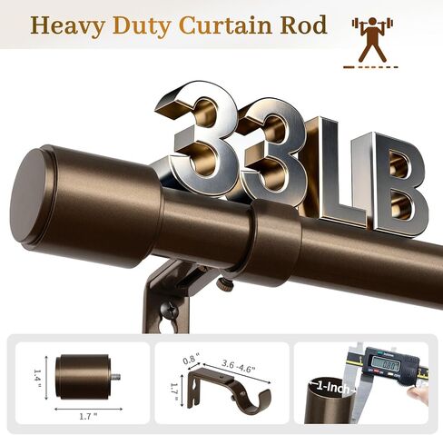 Curtain Rods for Windows 48 to 84, Black Curtain Rod, 1 Inch Heavy Duty Decorative Drapery Rods with Adjustable Length for Living Room, Bedroom, Outdoor/Indoor in Saudi Arabia