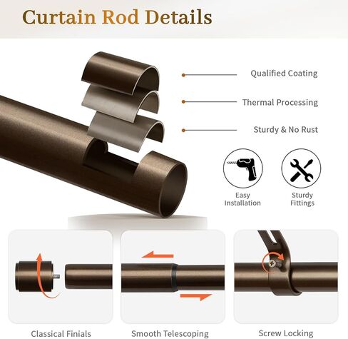 Curtain Rods for Windows 48 to 84, Black Curtain Rod, 1 Inch Heavy Duty Decorative Drapery Rods with Adjustable Length for Living Room, Bedroom, Outdoor/Indoor in Saudi Arabia