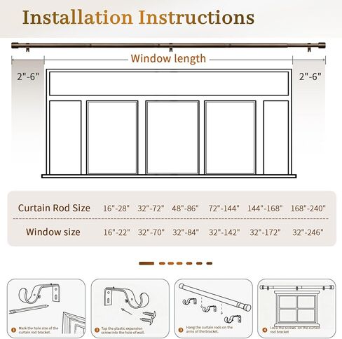 Curtain Rods for Windows 48 to 84, Black Curtain Rod, 1 Inch Heavy Duty Decorative Drapery Rods with Adjustable Length for Living Room, Bedroom, Outdoor/Indoor in Saudi Arabia