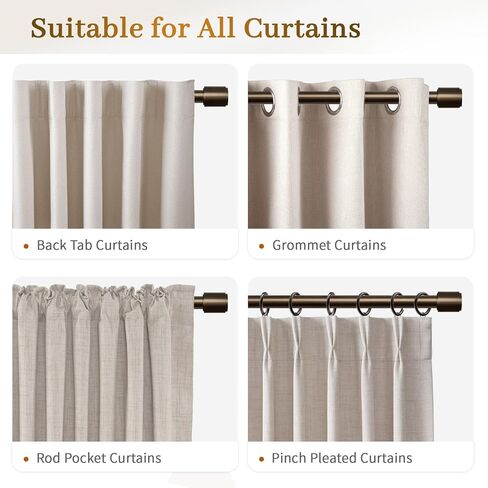 Curtain Rods for Windows 48 to 84, Black Curtain Rod, 1 Inch Heavy Duty Decorative Drapery Rods with Adjustable Length for Living Room, Bedroom, Outdoor/Indoor in Saudi Arabia