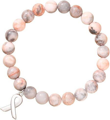 Fuqimanman2020 Natural Stone Beaded Bracelets Breast Cancer Awareness Bracelets Faith Hope Courage Strength Accessories Inspirational Bracelets Jewelry Gift for Women in Saudi Arabia