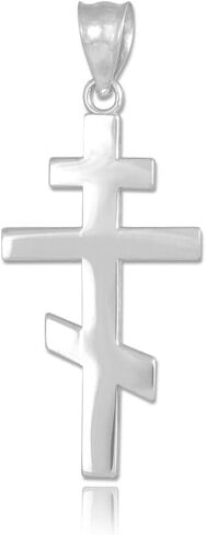 Claddagh Gold Solid 925 Sterling Silver Plain Russian Orthodox Cross Pendant Necklace - Choice of Pendant Only or Chain Length in Saudi Arabia