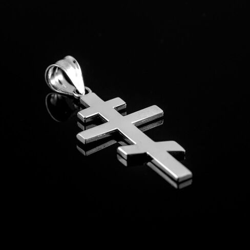 Claddagh Gold Solid 925 Sterling Silver Plain Russian Orthodox Cross Pendant Necklace - Choice of Pendant Only or Chain Length in Saudi Arabia