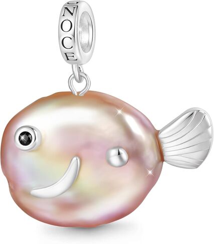 GNOCE Purple Fish Baroque Pearl S925 Sterling Silver Pendant Dangle Charm for Her, S925 Sterling Silver Dangle Charm for Women Wife, Valentine‘s Day, Mother’s Day Jewelry Gift in Kuwait