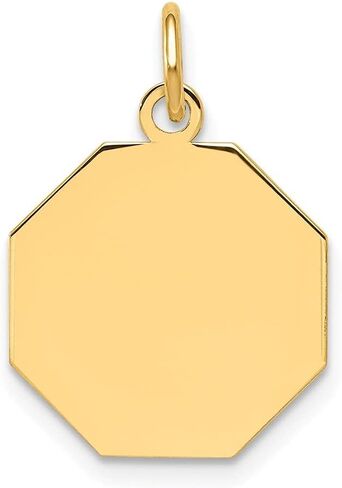 14K الذهب الأصفر عادي .009 قياس Engravable مثمنة القرص سحر in Kuwait