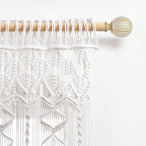 ستارة قطنية منسوجة من Lush Decor Boho Macrame، مقاس 101.6 سم عرض × 76.2 سم طول، أبيض - ستائر المطبخ وديكور الحائط من Boho - ستارة Macrame - ستائر نافذة الحمام in Kuwait