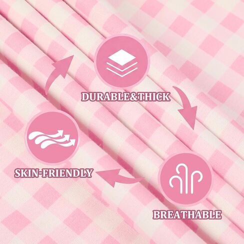 Pink Gingham Couch Cover with Ruffle Farmhouse Sofa Slipcover One Piece Cotton Sofa Cover for 3 Seat Washable French Country Living Room Decor (118" w X 71" h) in Saudi Arabia