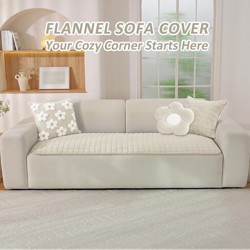 Pet Couch Cover for Dogs Washable, Fuzzy Non-Slip Couch Covers for Sofa, Couch Covers for 3 Cushion Sofa, Plush Dog Couch Cover for Sectional, Loveseat (Beige, 27.6" X 71") in Saudi Arabia