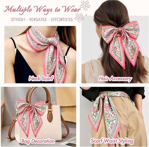 59" Hair Scarf for Women Silky Long Neck Head Scarves Purse Bag Scarfs for Handbag Satin Headscarf Gift 59" * 5.9" in Kuwait