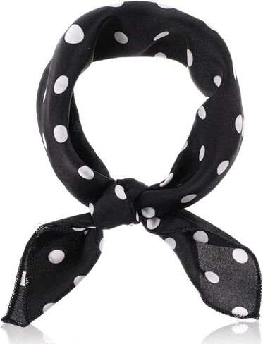 Vintage Square Scarf For Women For Hair Neck Waist - Black Red Polka Dot Scarf - Casual Decorative Accessory in Saudi Arabia