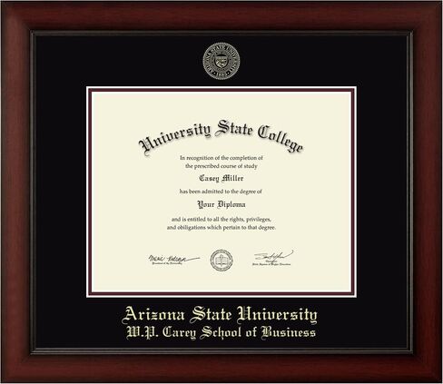 جامعة ولاية أريزونا دبليو.بي. إطار دبلوم Carey School of Business مقاس 11 بوصة عرض × 8.5 بوصة ارتفاع - يناسب البكالوريوس والماجستير - إطار دبلوم منقوش بالذهب in Kuwait