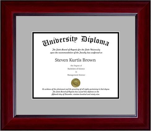 Perfect Cases Single Diploma Frame with Double Matting for 17" x 14" Tall Diploma with Mahogany 1 5/8" Frame in Saudi Arabia