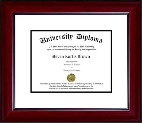 Perfect Cases Single Diploma Frame with Double Matting for 17" x 14" Tall Diploma with Mahogany 1 5/8" Frame in Saudi Arabia