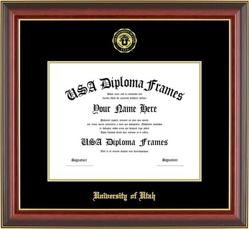 The Univesity of Utah Diploma Frame 8.5" x 11" Cherry Gold Trim Glossy with Black and Gold Matting in Saudi Arabia