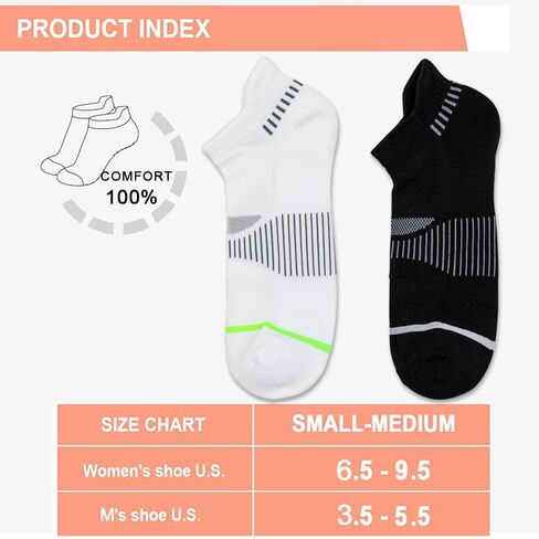 Women's Cushioned Ankle Socks 6-Pair (3 White + 3 Black) - Running Socks with Lycra Cuff & Arch Support for Athletic, Tennis, Walking in Saudi Arabia