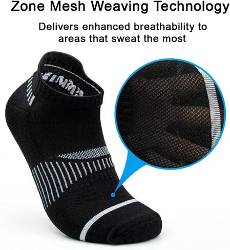 Women's Cushioned Ankle Socks 6-Pair (3 White + 3 Black) - Running Socks with Lycra Cuff & Arch Support for Athletic, Tennis, Walking in Saudi Arabia