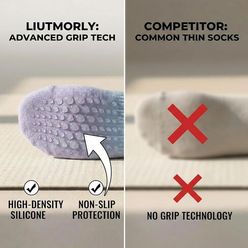 3 Pack Non Slip Grip Socks for Women - Sticky Cushioned Socks for Pilates Reformer, Hospital Maternity & Home in Kuwait