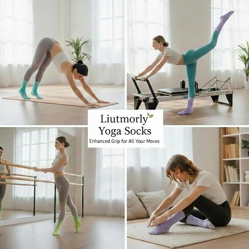 3 Pack Non Slip Grip Socks for Women - Sticky Cushioned Socks for Pilates Reformer, Hospital Maternity & Home in Kuwait