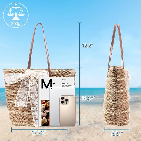 Straw Beach Tote Bag for Women - 2026 Large Handwoven Summer Vacation Purse Zipper for Travel Shopping Essentials in Saudi Arabia